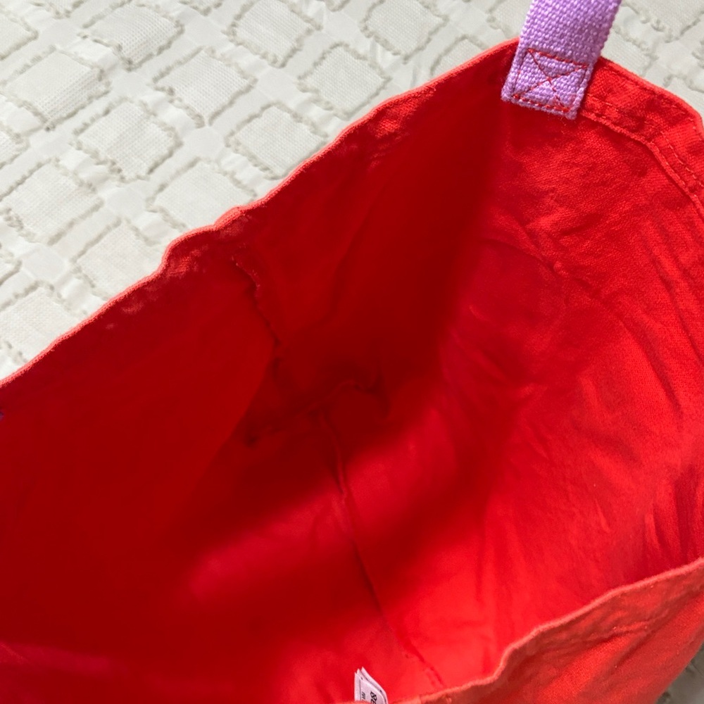 New GAP Vibrant Orange Tote with Lavender Handles and Letters - Picture 5 of 7